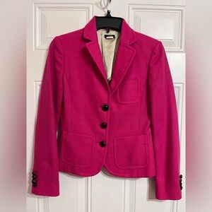 J Crew Size 0 100% Wool Jacket Blazer Robert Noble Scottish Cloth Hot Pink RARE